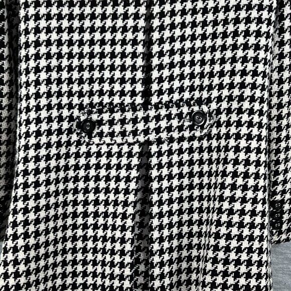 Calvin Klein Women 8 Houndstooth Wool Blend Coat Black White Button Up Old Money - Picture 6 of 16
